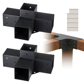 Pergolas kronšteinu komplekts 10,2x10,2 cm, 2 gab., koka stūri 4 virzienos