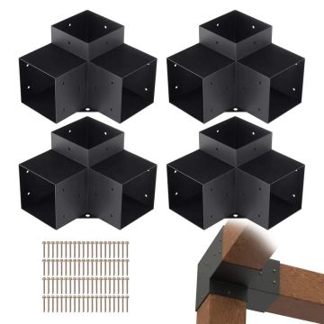 Pergolas kronšteinu komplekts 15x15 cm, 4 gab., 3 virzienu koka stūra kronšteini
