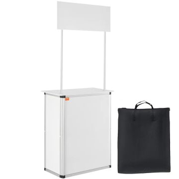 Pārvietojams izstāžu tribīnes galds, 78,5x38x181,5 cm, saliekama lete ar atvilktni