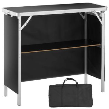 Pārnēsājams, saliekams izstāžu tribīnes galds 98 × 39 × 87 cm, lete ar uzglabāšanas kasti un grozu