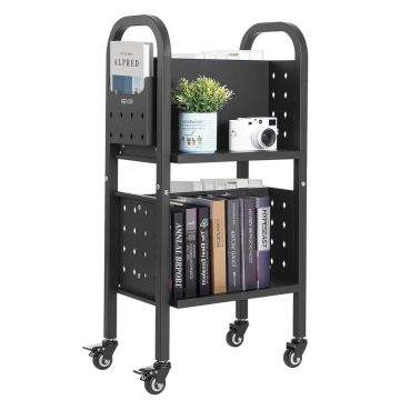 Bibliotēkas grāmatu ratiņi, 70 kg, 45x33x88 cm, melni