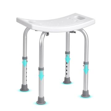 Dušas krēsls ar rokturiem, regulējams augstumā, neslīdošs, kravnesība 158,8 kg