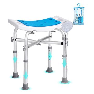 Dušas krēsls ar regulējamu augstumu un atbalstu, neslīdošs, celtspēja 226,8 kg