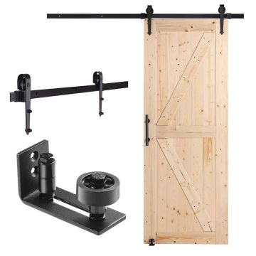 Koka bīdāmās šķūņa durvis 76 cm x 213 cm ar furnitūru un rokturi
