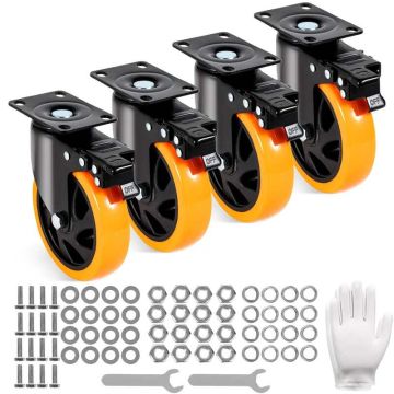 Grozāmi PVC riteņi ar fiksatoru, 12,7 cm, 4 gab. komplektā