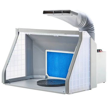 Pārnēsājama aerogrāfa krāsošanas kabīne ar diviem ventilatoriem, LED un izplūdes šļūteni