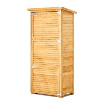Liela koka āra noliktavas šķūnis ar metāla rāmi, plauktiem un grīdu, 31,5x63,8 collas