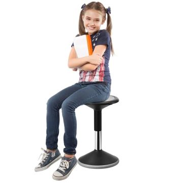 Grozāms aktīvais krēsls ar regulējamu augstumu, PVC+ABS, melns, 15,7-21,7 collas