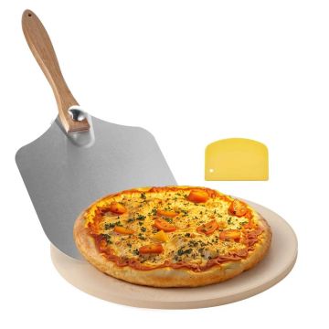 Picas akmens 381 mm, apaļš kordierīta cepšanas akmens ar alumīnija mizu