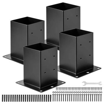 Кронштейны для стоек из углеродистой стали 6x6, черные, 4 шт., 142x142 мм