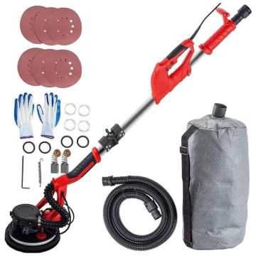 Электрическая шлифовальная машина для гипсокартона мощностью 750 Вт с телескопической ручкой и светодиодной подсветкой.