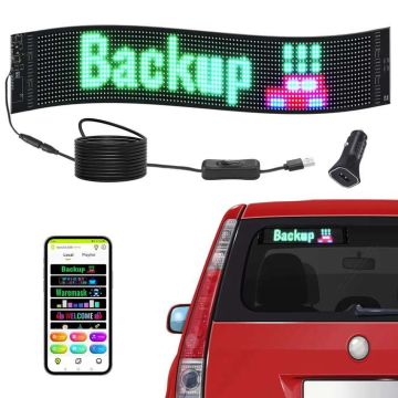 Программируемый цветной светодиодный бегущий экран, 68x12 см, управление по Bluetooth.
