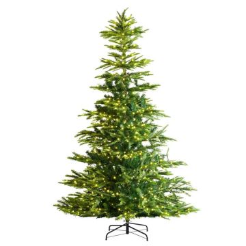 Mākslīgā Ziemassvētku eglīte 2,4 m, silti balta LED gaisma, metāla pamatne