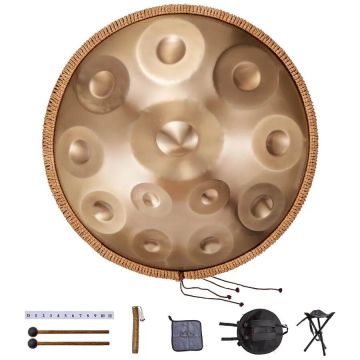 Handpan bungas 55,9 cm, 12 notis, re minors, manuāls ar āmuru