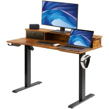 Elektriski augstumā regulējams rakstāmgalds, 120x60 cm, divi monitori