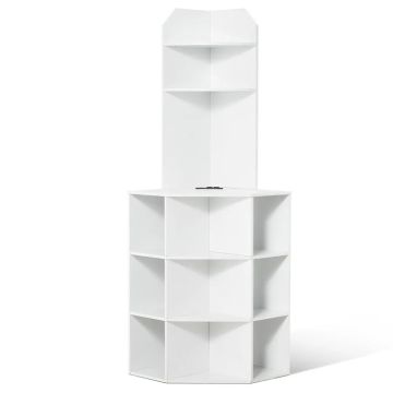64 collu stūra koka uzglabāšanas kaste, 6 plaukti, USB, balta