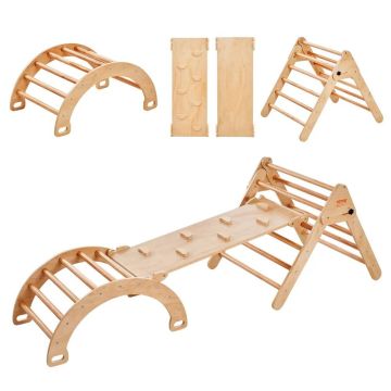 Pikler Triangle kāpšanas komplekts 5 vienā, koka, 1-3 gadi
