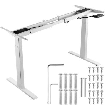 Elektriski regulējams galda rāmis, 70–117x110–178 cm, balts