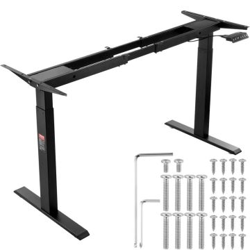 Elektriski regulējams rakstāmgalda rāmis, melns, ar diviem motoriem, 70–117 cm