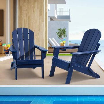 Пластиковый садовый стул Adirondack, 2 шт., темно-синий, с подстаканником.