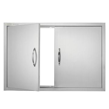 Grila durvis, nerūsējošā tērauda, ​​889x610 mm, dubultas, āra virtuves durvis