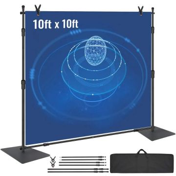 Regulējams 120" x 120" fona statīvs ar oglekļa tērauda pamatni un 6 skavām