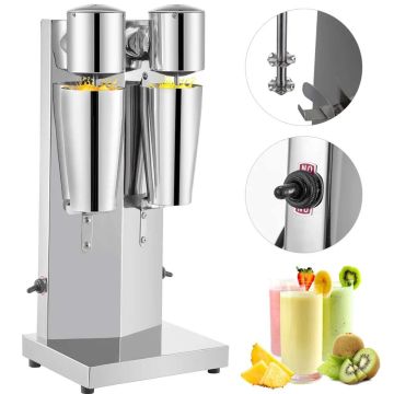 Elektriskais piena kokteiļu pagatavošanas mehānisms, 180 W, 2 galviņas, 800 ml, nerūsējošais tērauds, sudrabkrāsas