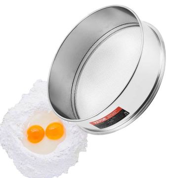 Сито для муки, мелкое, из нержавеющей стали 304, диаметром 12,6 дюйма, для выпечки.