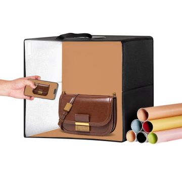 Fotostudijas gaismas kaste 315x310x310 mm, 3000–5600 K, 6 divpusēji foni