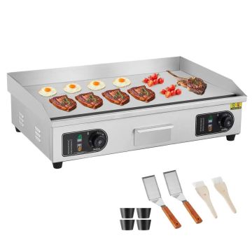 Elektriskā komerciālā nerūsējošā tērauda cepšanas panna 4400 W, regulējama temperatūra, 28,7 x 15,7 cm