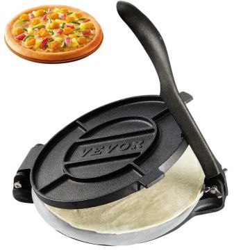 Čuguna tortiljas prese 8 collas ar cepampapīru, sudraba tawa
