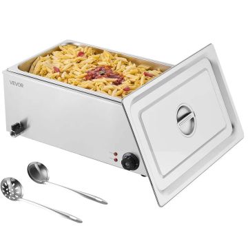 Profesionāls komerciāls nerūsējošā tērauda ēdiena sildītājs, 1200 W, 30–85 °C, bufetes tipa tvaicēšanas galds