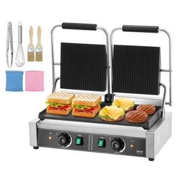 Komerciālais elektriskais panini grils, 3600 W, nerūsējošā tērauda