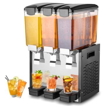 Komerciāls nerūsējošā tērauda dzērienu dozators, 3x10 l, 440 W, dzesēšana