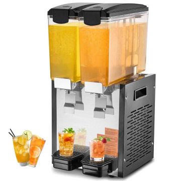 Komerciāls nerūsējošā tērauda dzērienu dozators, 2x10 l, aukstiem dzērieniem