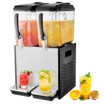 Komerciāls nerūsējošā tērauda dzērienu dozators, 2x12 l, aukstiem dzērieniem