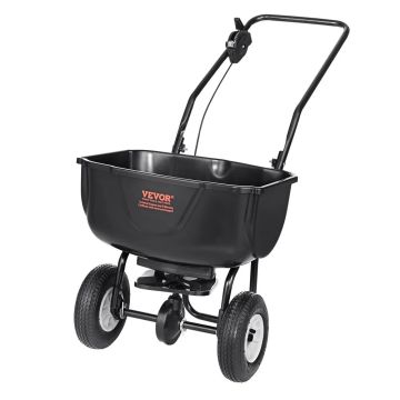 Izkliedētājs 27,2 kg ar tērauda stūmēju un 20,3 cm riteņiem, melns