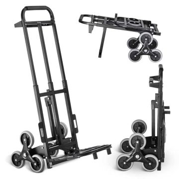 Kāpņu kāpšanas rokas ratiņi, 220 kg, 6 riteņi, salokāmi
