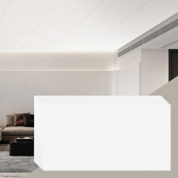 Griestu flīzes 24x24 collas, 10 gab., baltas, PVC, padziļinājumā