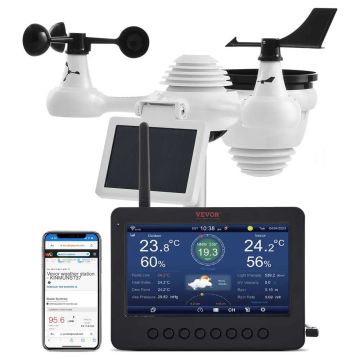 Wi-Fi meteoroloģiskā stacija ar 7 collu TFT displeju un bezvadu sensoru