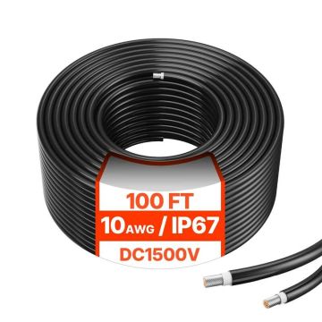 30,48 m saules paneļa pagarinātāja kabelis, 6 mm², melns, IP67