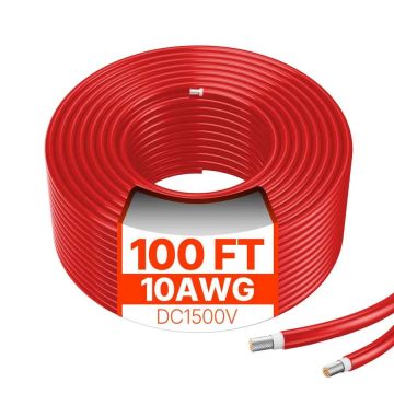 30,48 m saules paneļa pagarinātāja kabelis, 6 mm², IP67, sarkans