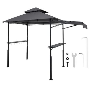 Grila lapene ar grilu, tērauda, ​​2,43 x 1,5 m, divlīmeņu jumts