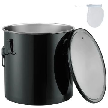 8 galonu tauku spainis, nerūsējošā tērauda, ​​ar vāku un filtru, melns