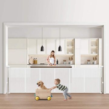 Izvelkami vārti bērniem un mājdzīvniekiem, 870 mm, balti, sieta materiāls