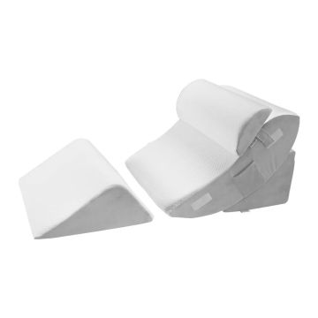 Ortopēdisks 4 daļu ķīļveida spilvenu komplekts, balts/pelēks