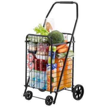 Salokāmi iepirkumu ratiņi ar grozāmiem riteņiem, melni, 40,8 kg