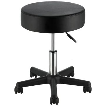 Melns, augstumā regulējams krēsls ar ritentiņiem, celtspēja 181,4 kg