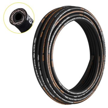 Hidrauliskā gumijas šļūtene 1/2", 100 pēdas, 4000 PSI, spirālveida, 2 tērauda stiepļu pinumi, izliekta