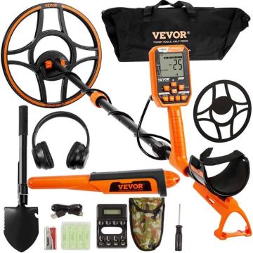 Profesionāls ūdensnecaurlaidīgs metāla detektors, 30,5 cm spole, regulējams 99-127 cm, ar LCD displeju un Bluetooth austiņām